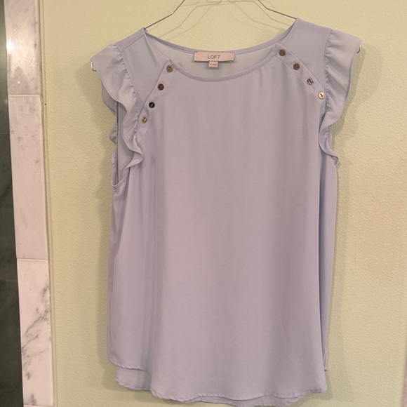 LOFT Tops - LOFT Soft Blue Button Detail Blouse Size Medium